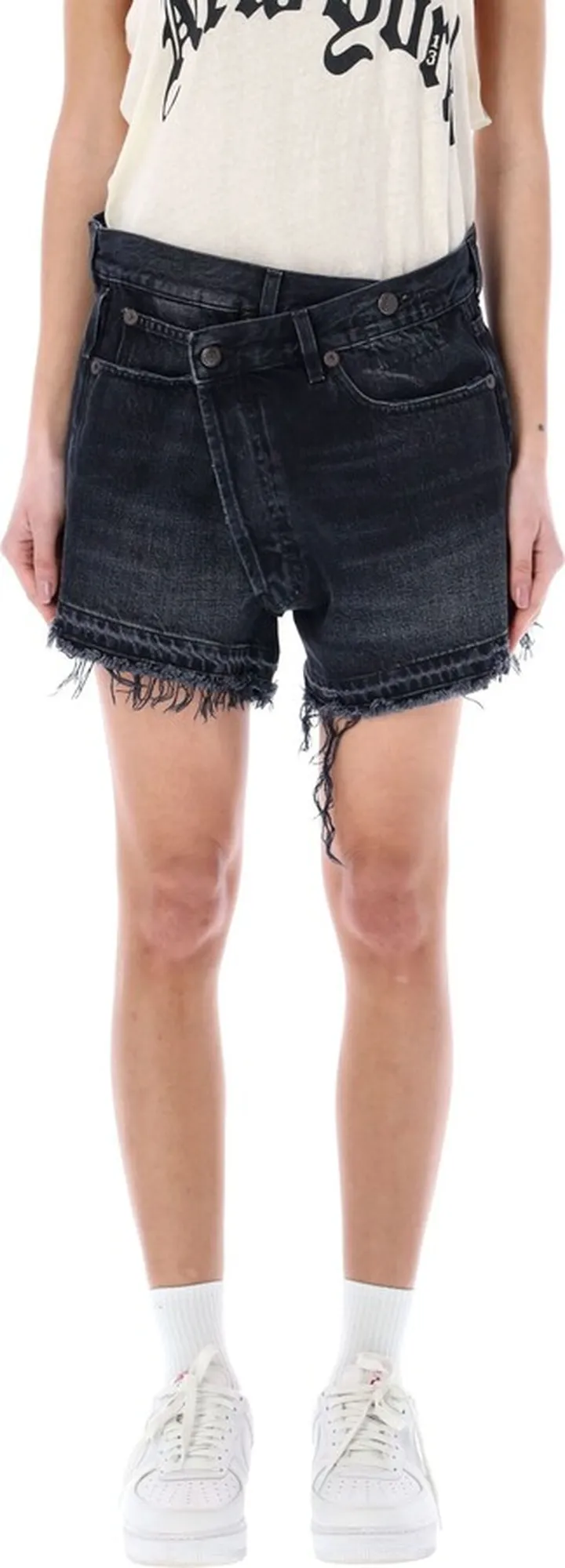 Crossover Denim Shorts