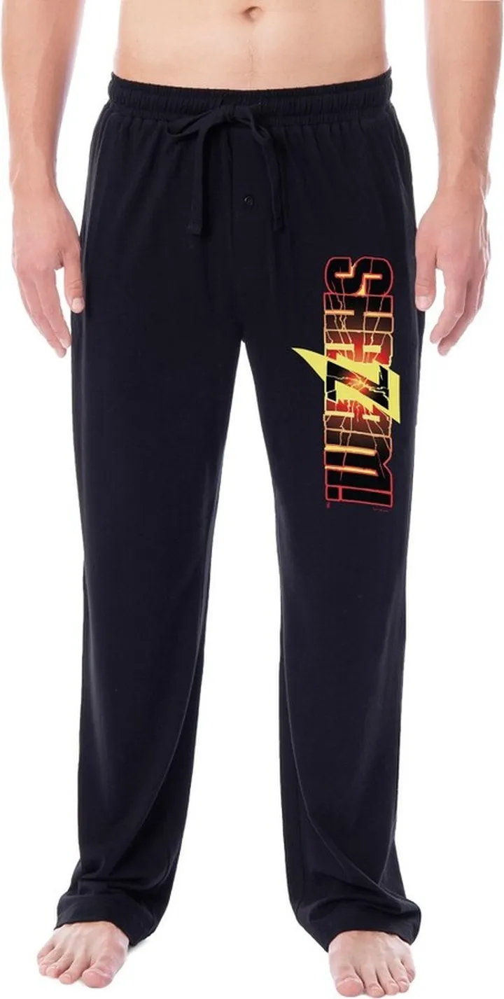 DC Comics Mens' Shazam! Justice League Classic Title Sleep Pajama Pants (XL) Black