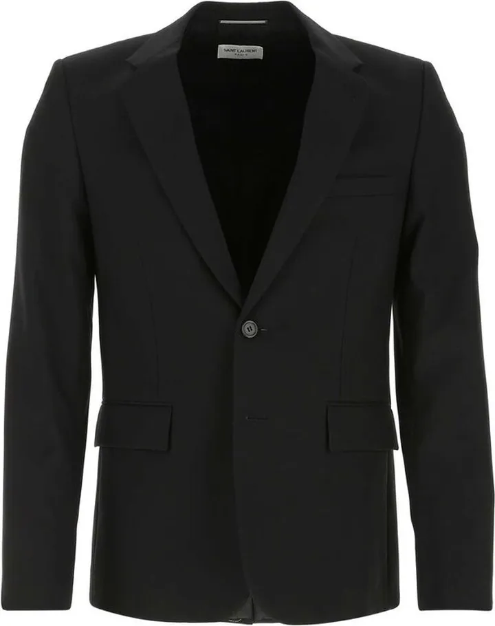 Saint Laurent Single-Breasted Straight Collar Jacket