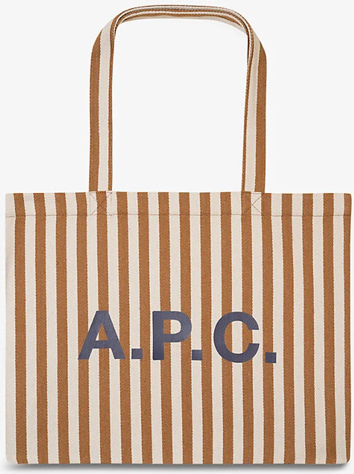 Apc Womens Caramel Diane Striped Canvas Tote bag