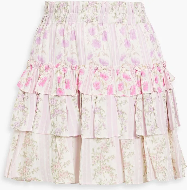 Corbett floral-print tiered jacquard mini skirt