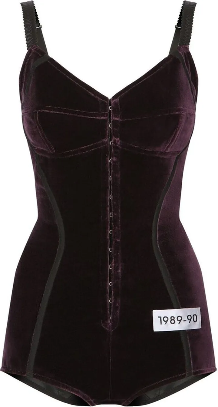 X Kim Kardashian Red Velvet Corset Bodysuit