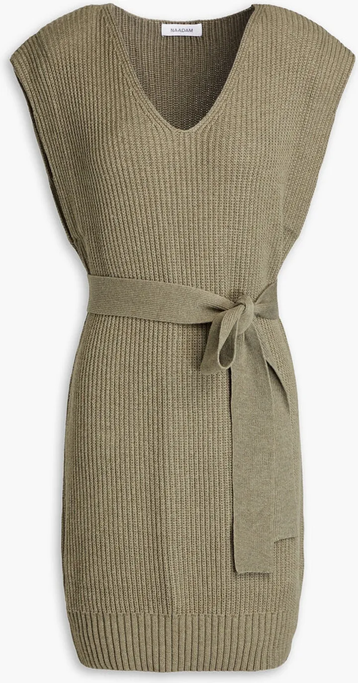 Ribbed cotton and cashmere-blend mini dress