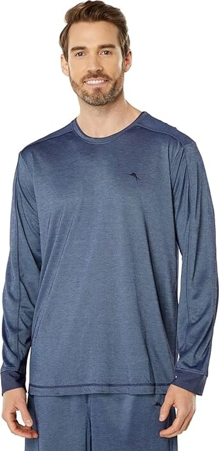 Tommy Bahama Crew Neck Pique Pullover (Blue) Men's Pajama
