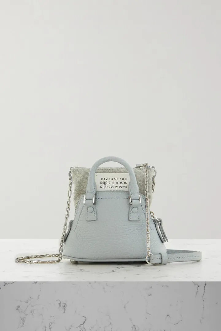 Maison Margiela - 5ac Baby Textured-leather And Cotton-canvas Shoulder Bag - Blue