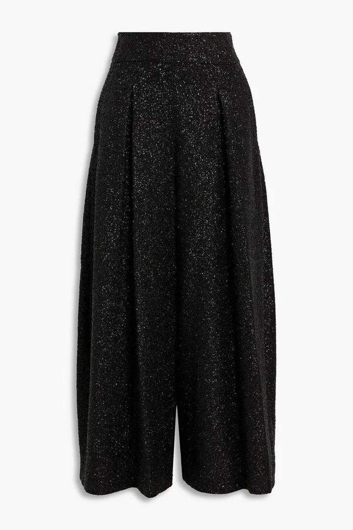 Cotton-blend tinsel wide-leg pants
