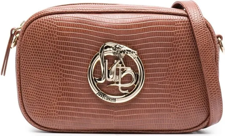 Logo-Plaque Snakeskin-Effect Bag