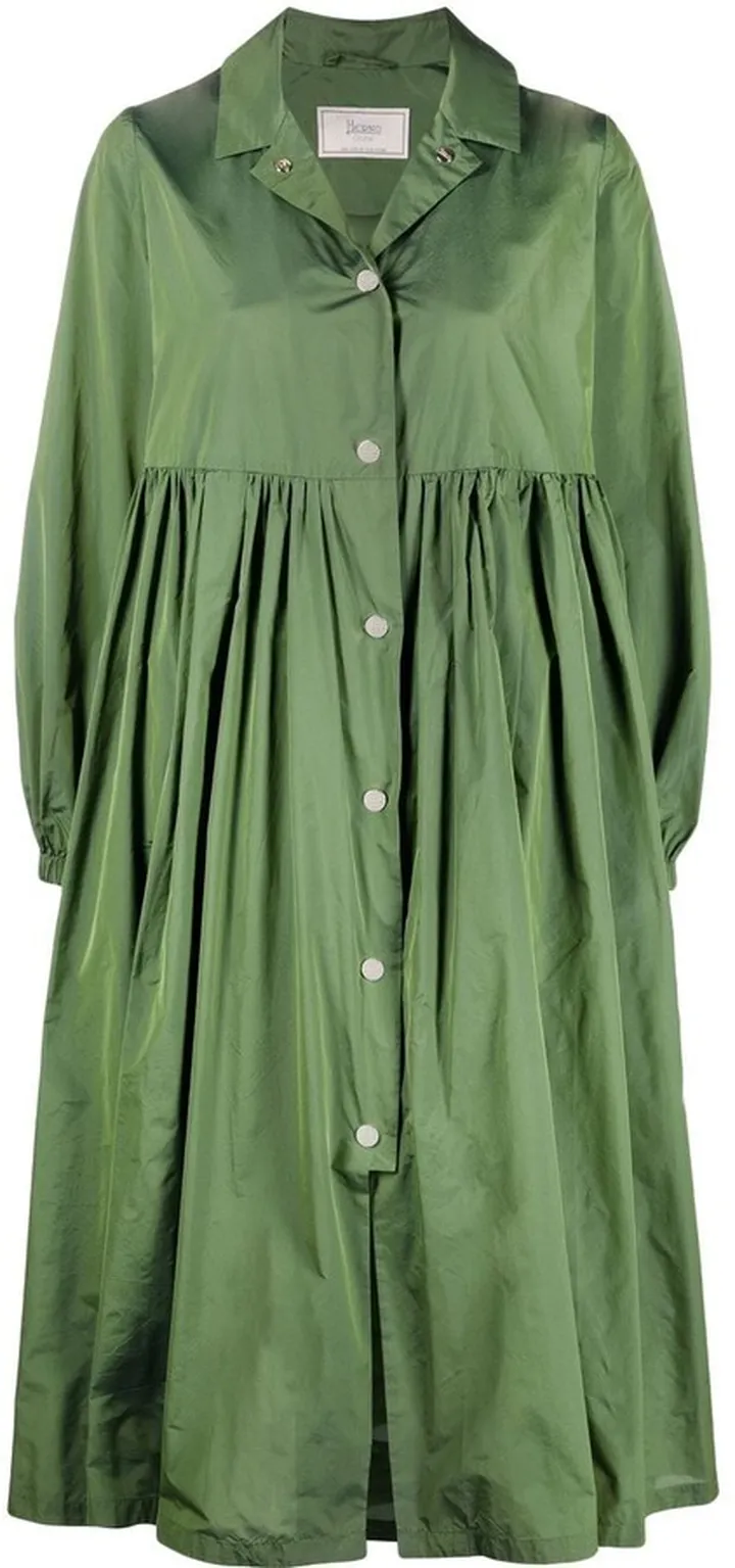 Button-Up Flared Long Coat