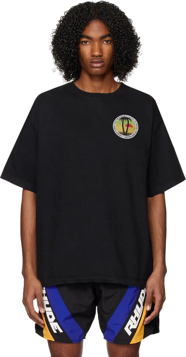 Rhude Black Twin Palms T-Shirt