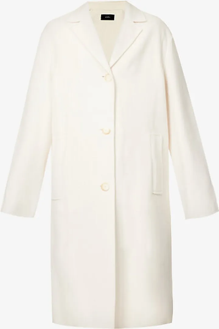 Womens Ivory Caia Notched-lapel Wool and Cashmere-blend Coat
