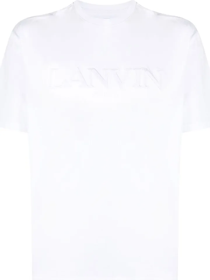 White Logo Embroidered Cotton T-Shirt