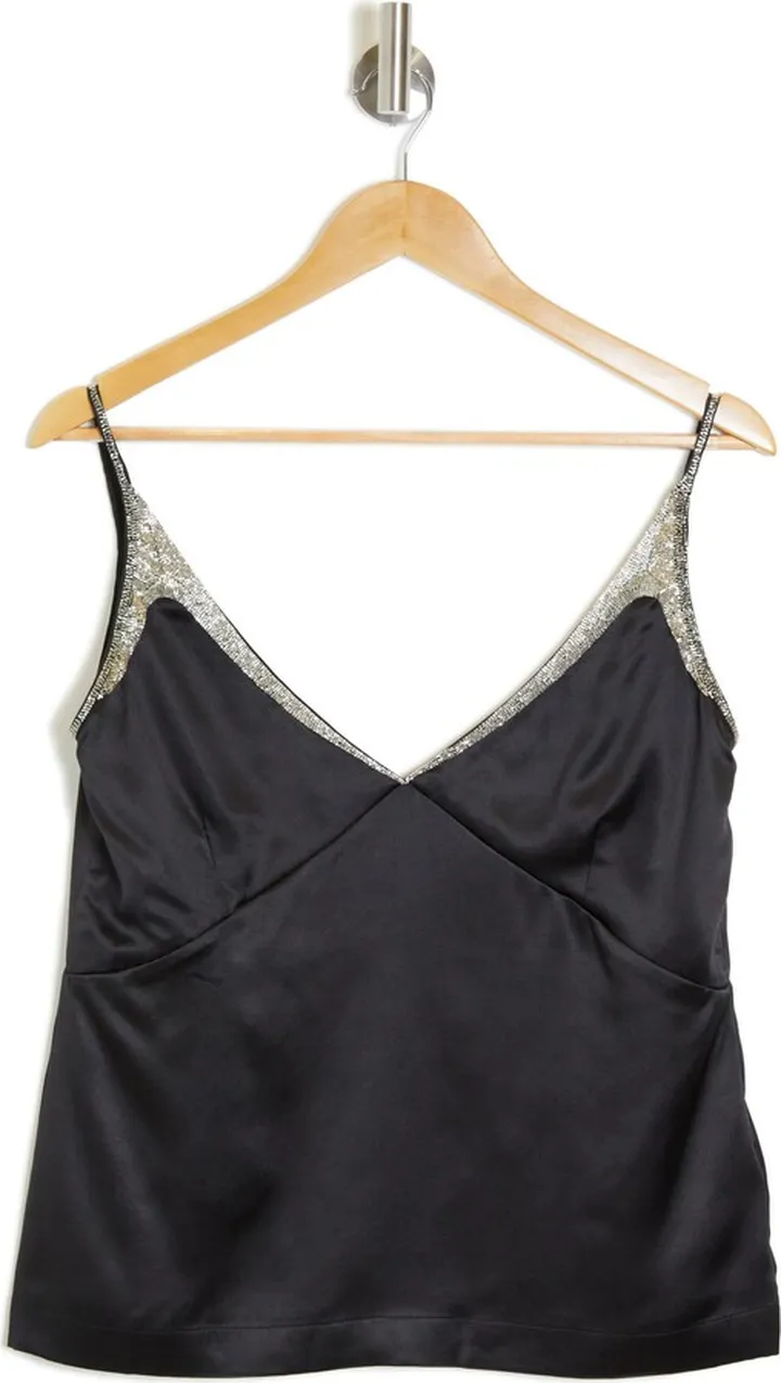 Canoa Embellished Crop Silk Camisole