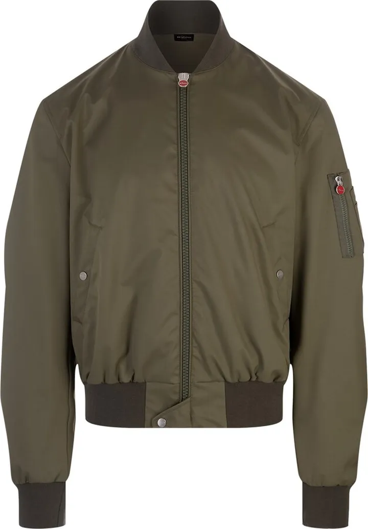 Olive Green Nylon Bomber Jacket