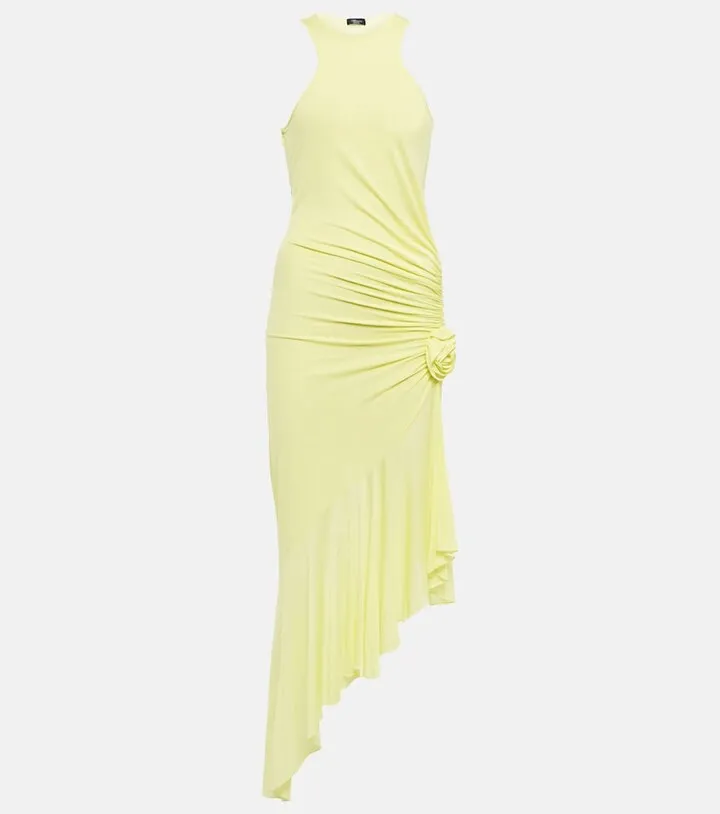 Ruched corsage jersey midi dress