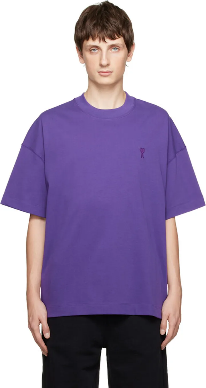 AMI Alexandre Mattiussi Purple Ami de Cœur T-Shirt