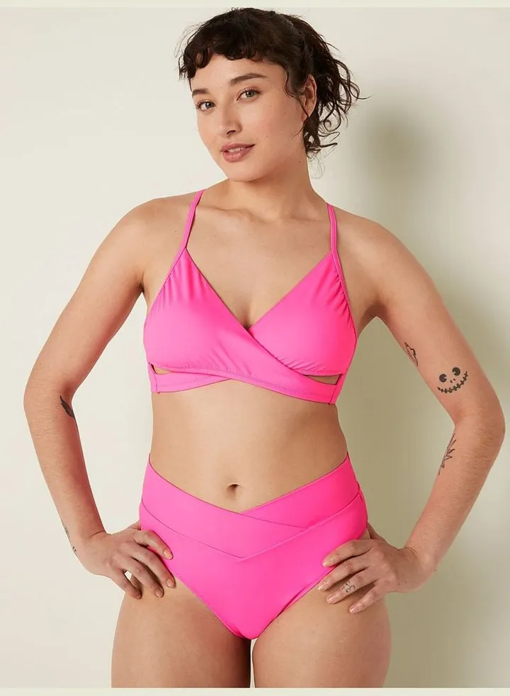 V Crossover High-Waist Bikini Bottom
