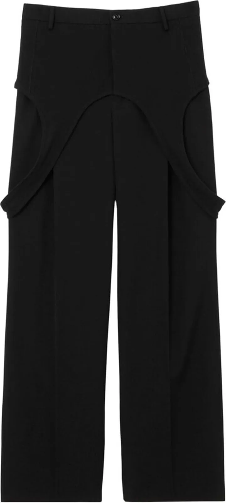 Panelled Wool Wide-Leg Trousers