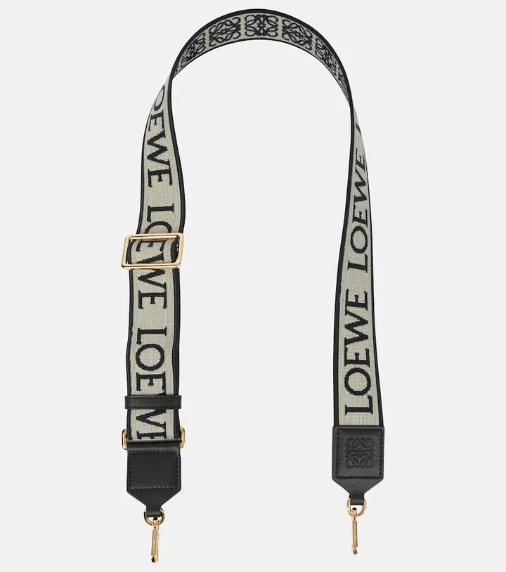 Anagram leather-trimmed bag strap