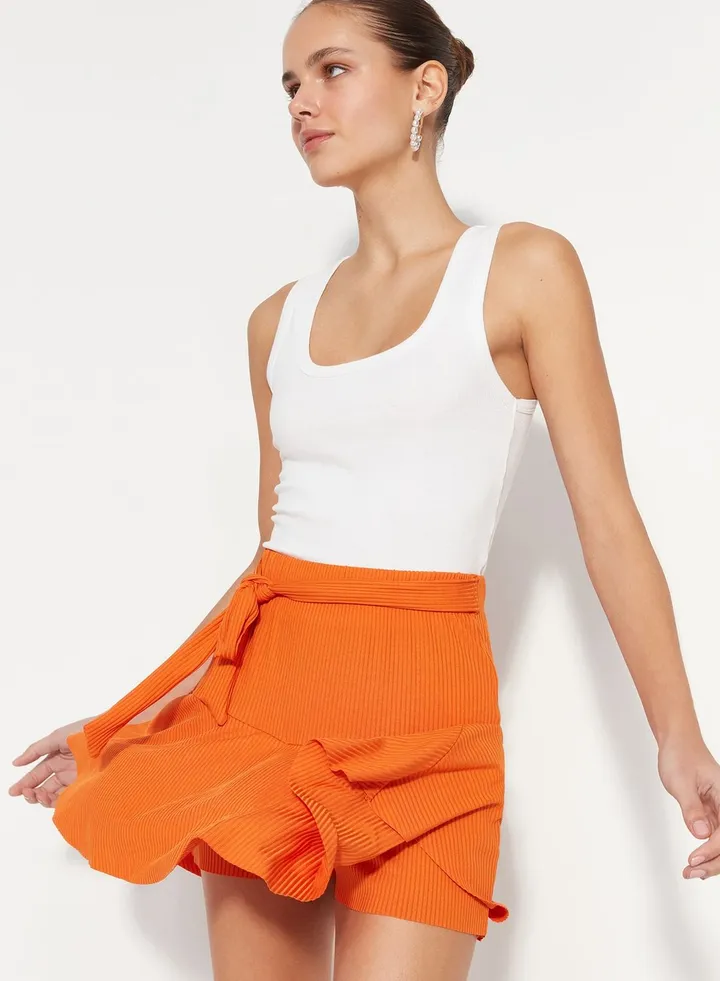 Ribbed Tie Detail Shorts