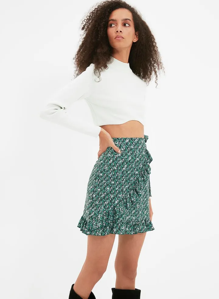 Ruffle Detail Mini Skirt