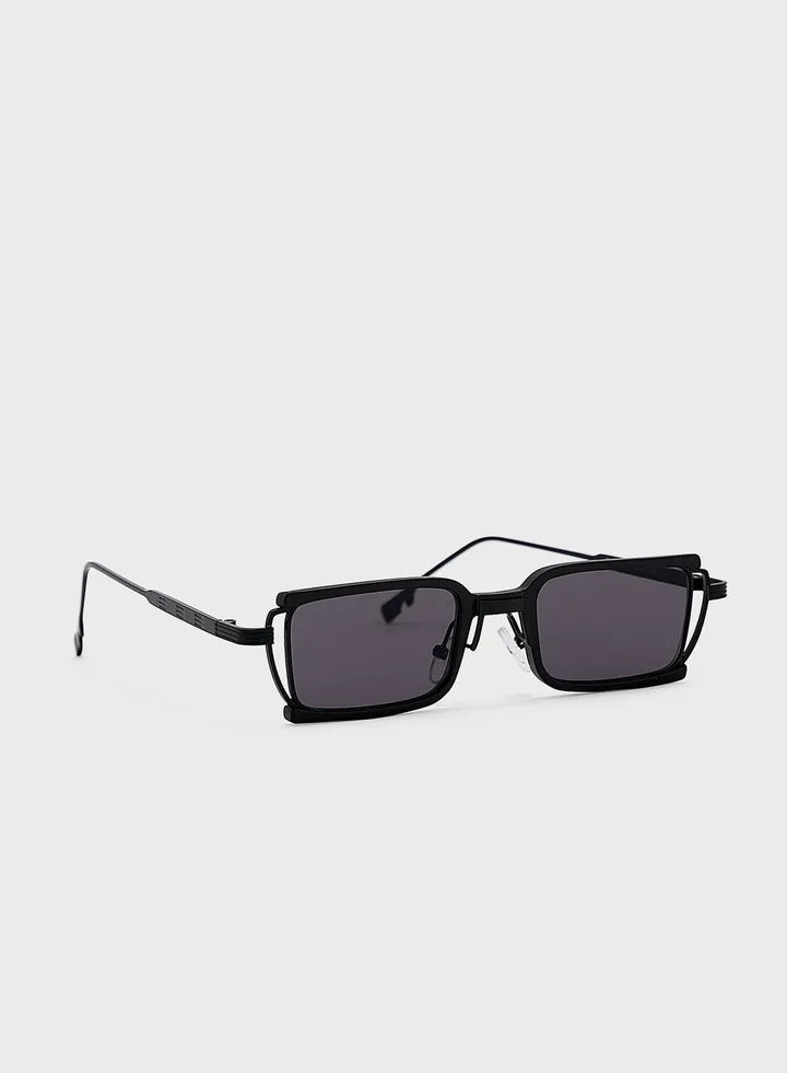 Oval Square Mixed Trim Sunglasses