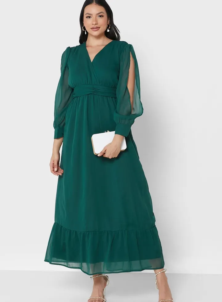 Puff Sleeve A-Line Dress
