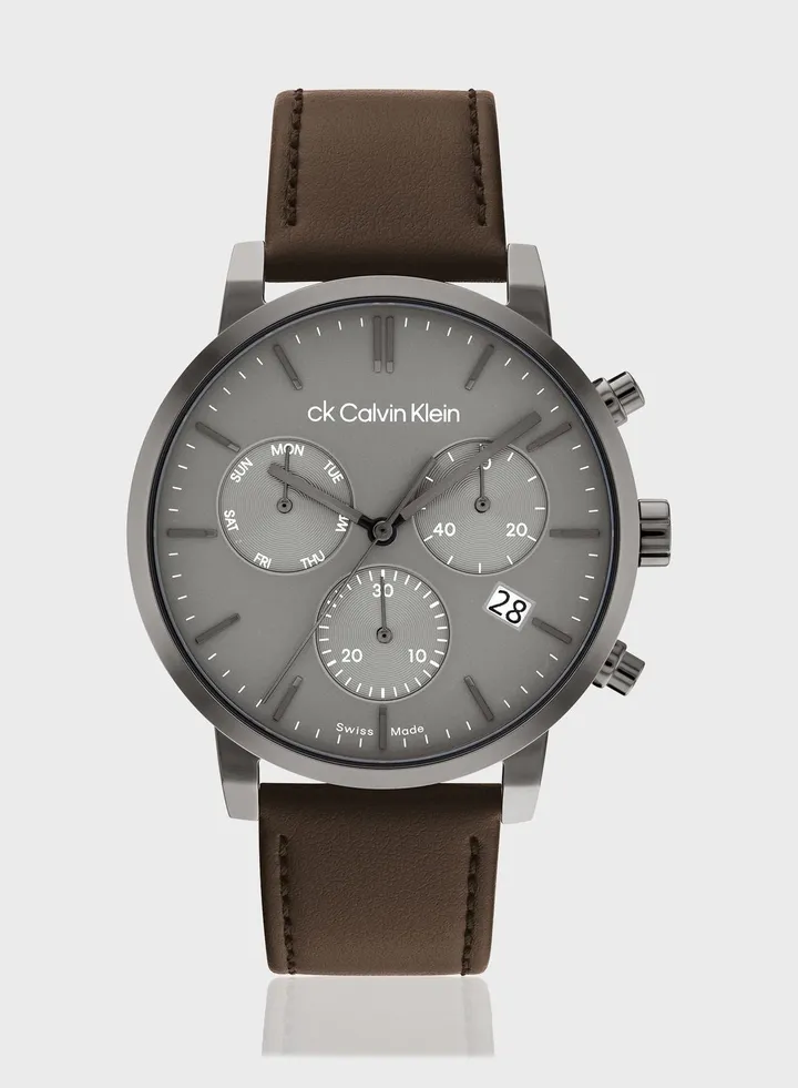 Leather Strap Analog Watch