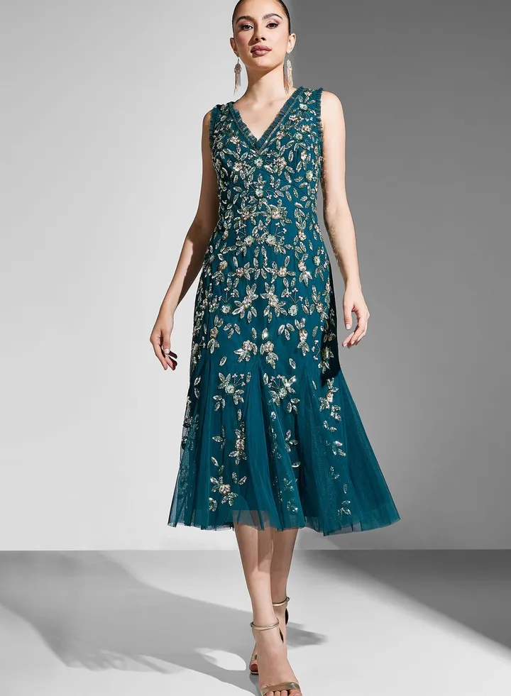 Embroidered Tiered Dress