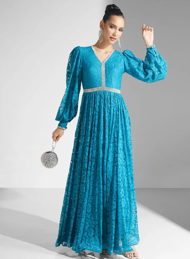 Puff Sleeve Plisse Dress