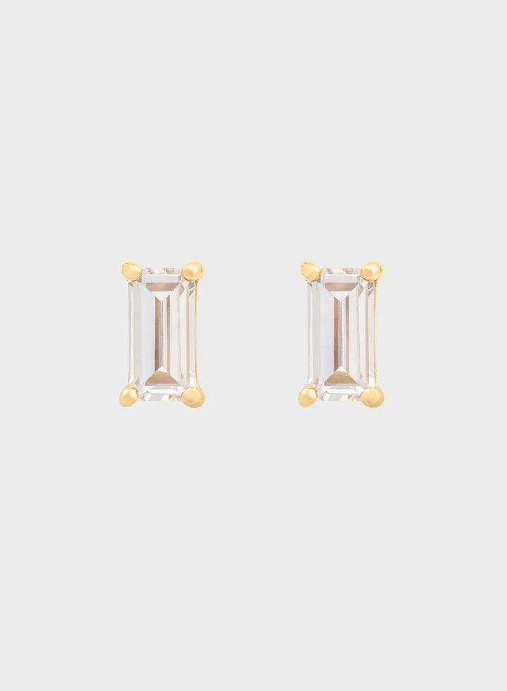 Baguette Gold Stud Earrings