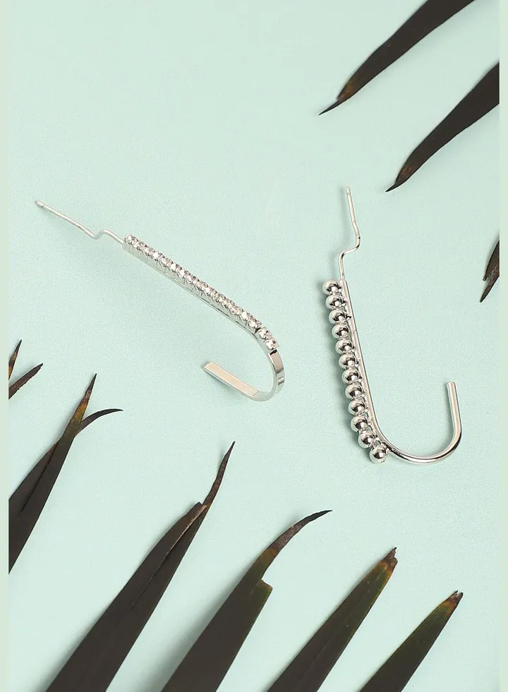 Silver Plated Designer Stone Western Wear Ear Cuff For Women