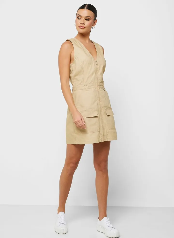 Zip Detail Knitted Dress