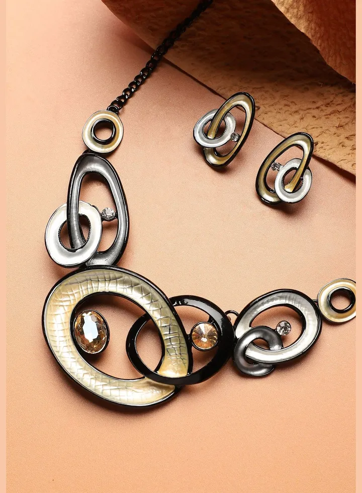 Trendy Designer Stone Party Wear Necklace and Earring Set For Women