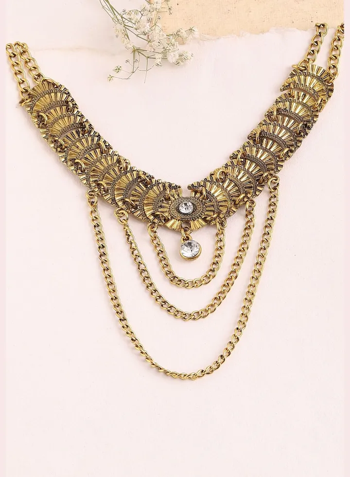 Gold Plated Party Designer Stone Statement Necklace For Women