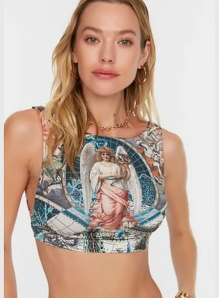 Ethnic Print Halterneck Bikini Top TBESS22BU0354