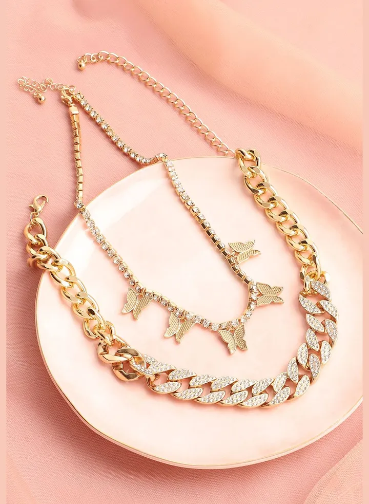 Gold Plated Designer Stone Casual Necklace For Women
