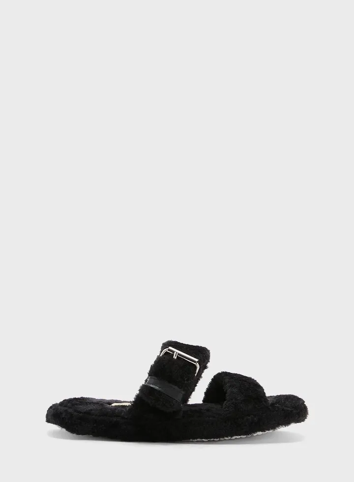 Fluffy Double Strap Bedroom Slipper