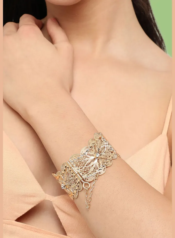Gold Plated Designer Stone Party Bracelet For Women