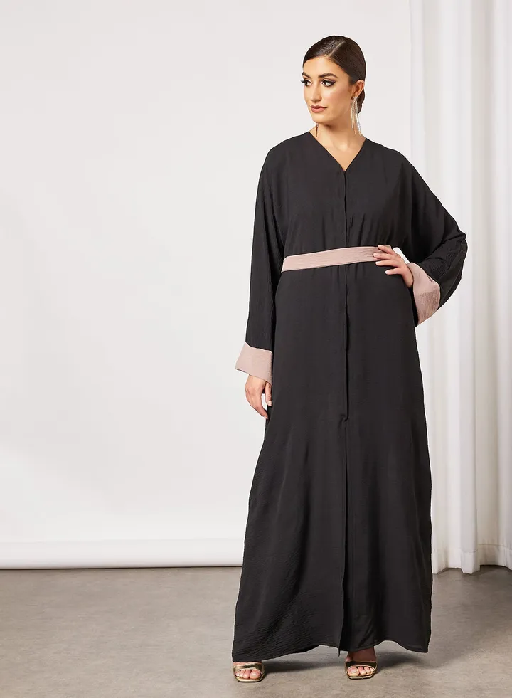 Abaya With Contrasting Sleeves