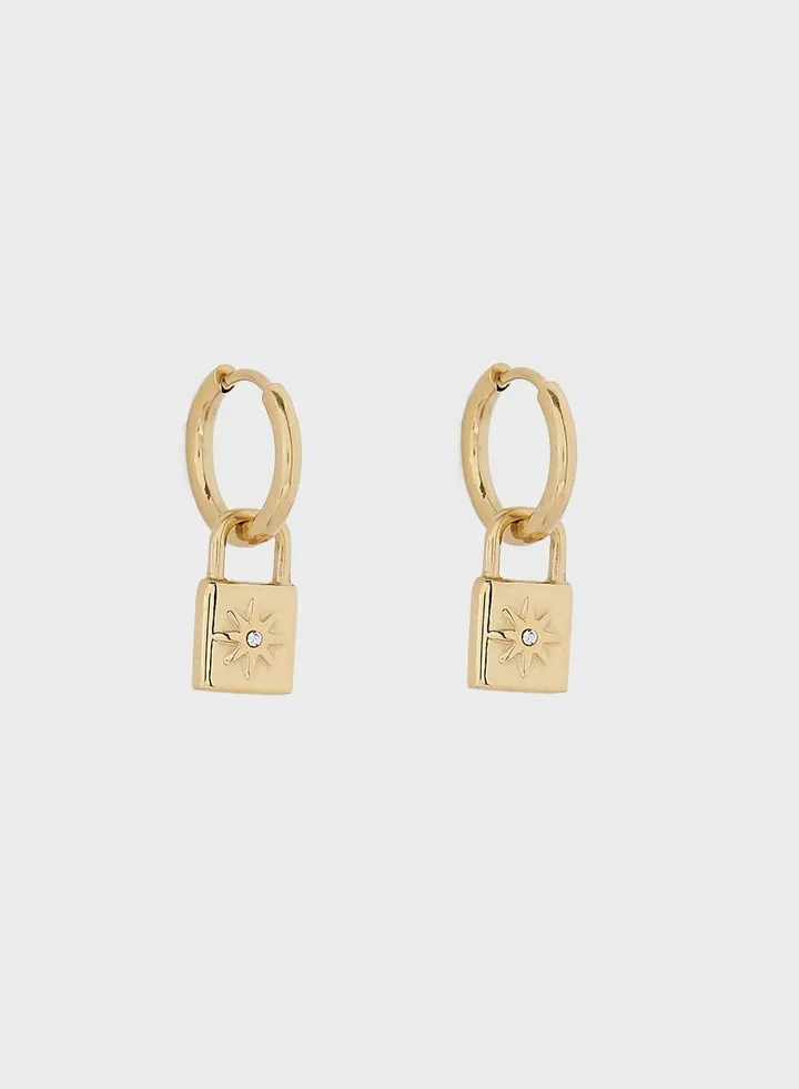 Tala Padlock Star Pendant Hoop Earrings