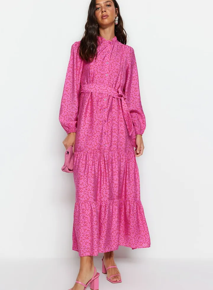 Belted Puff Sleeve Dress