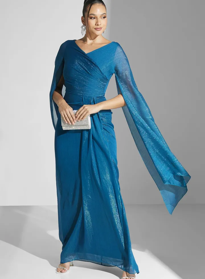 Twist Front Ruched Detail Gown