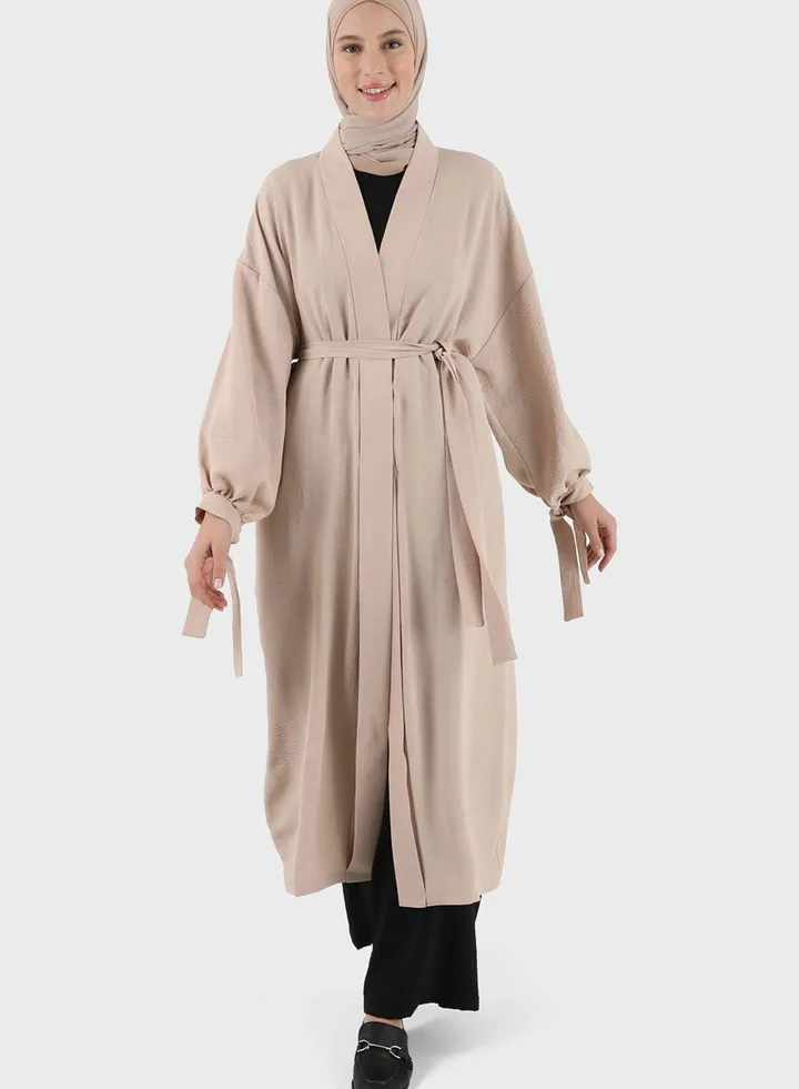 Balloon Sleeve Belted Abaya
