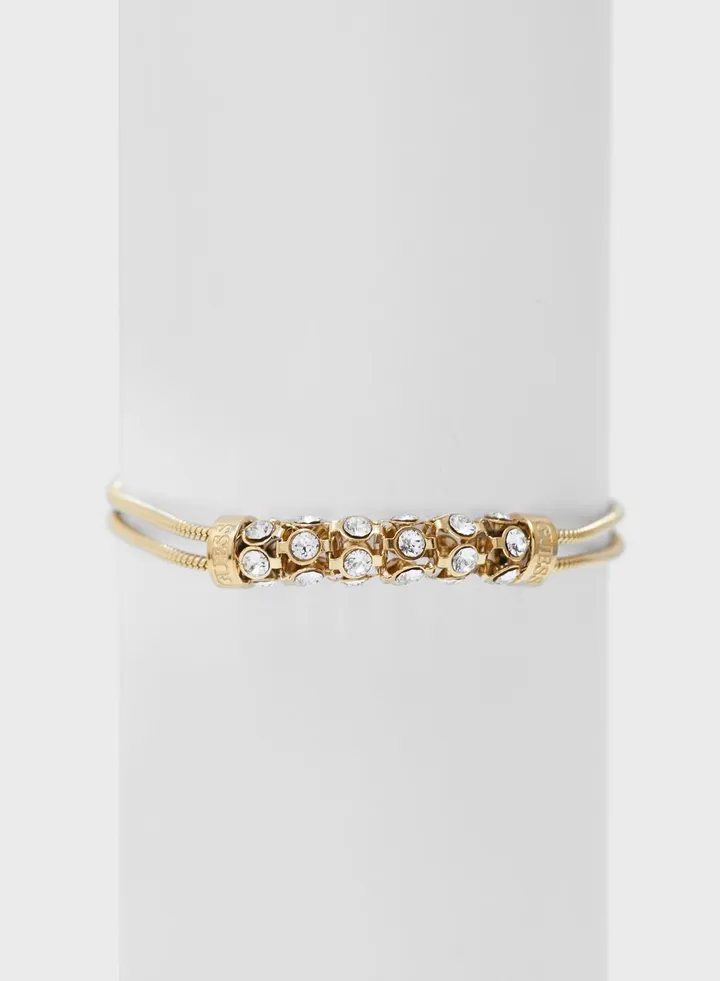 Mid Coil & Crystals Double Bracelet