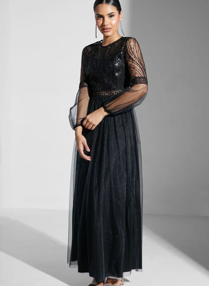 Lace Detail Tulle Dress