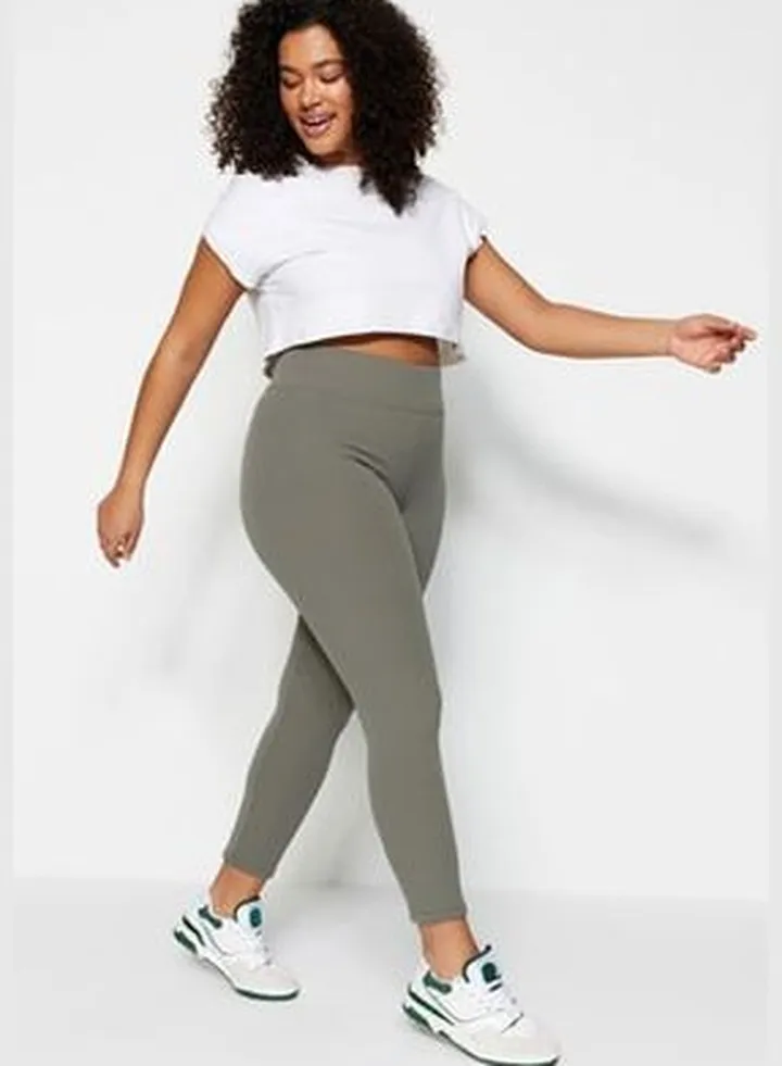 Khaki Knitted Fleece Leggings
