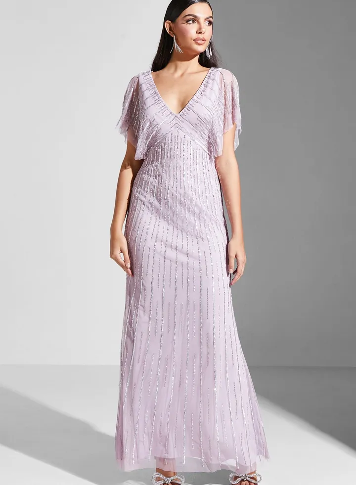 Julia Embellished V Neck Dress