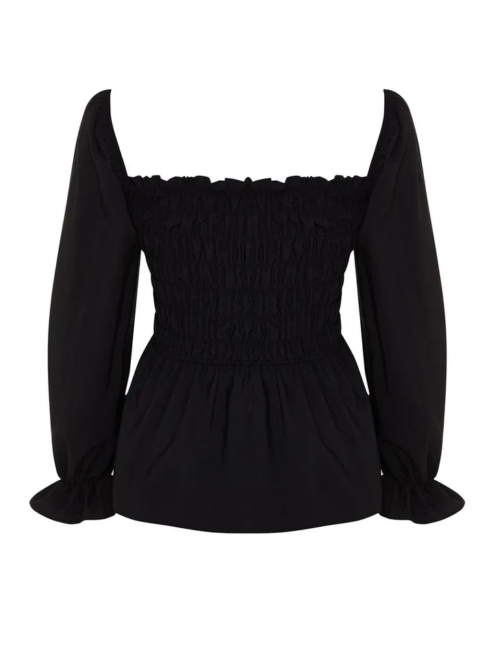 Puff Sleeve Shirred Top