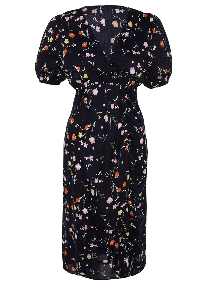 Floral Print Puff Sleeve Dress
