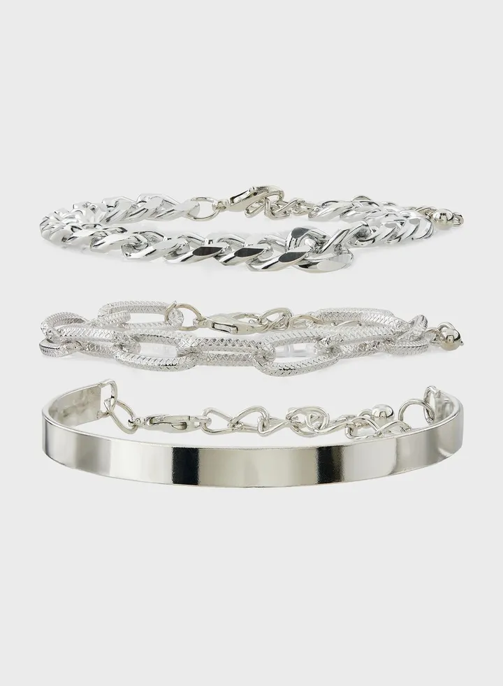 3 Pack Mix Chain Bracelet Set